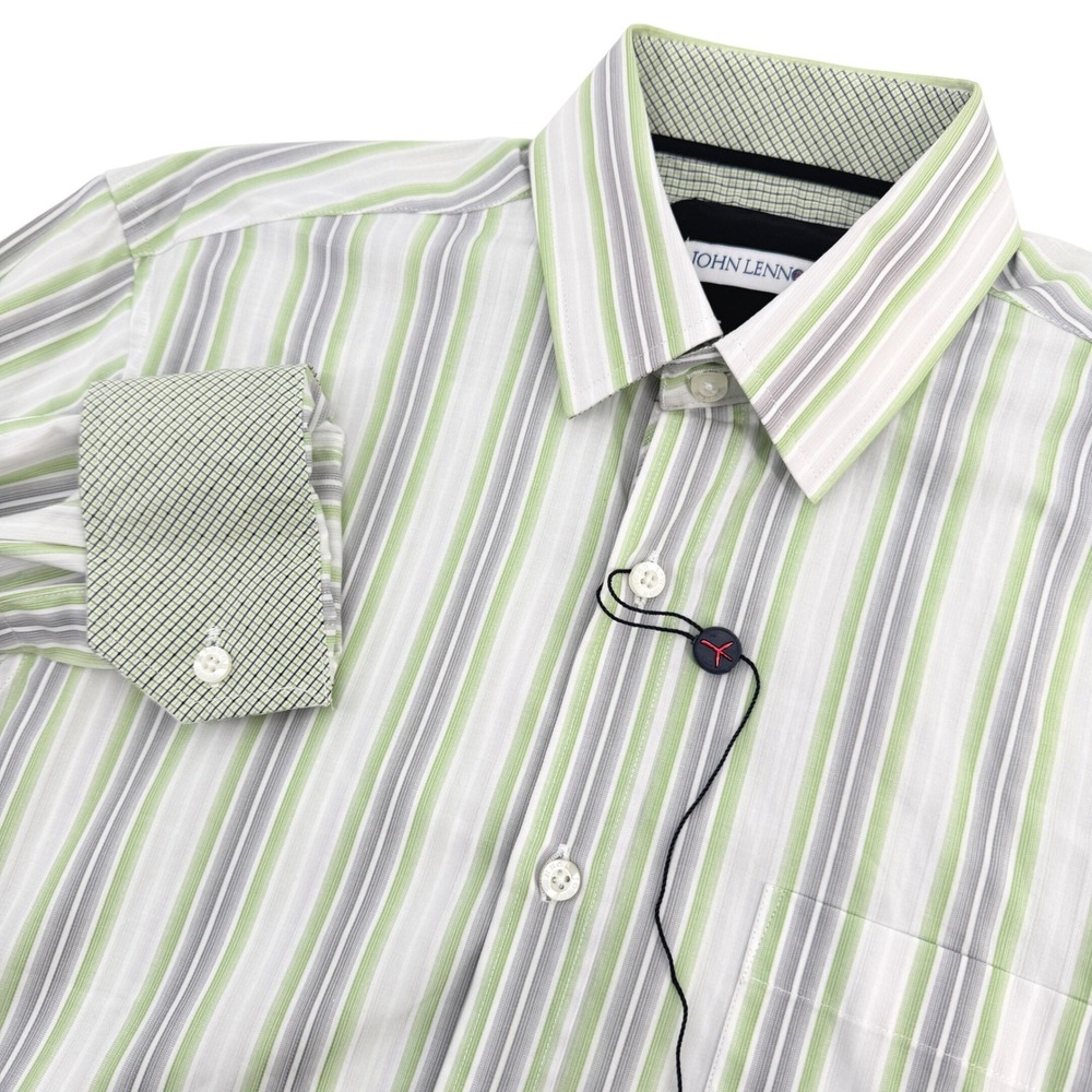 John Lennon Shirt Mens S Green Striped Long Sleeve Peace Sign Modern Rock NWOT